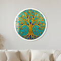 Circular Roots Gold Tree with white frame