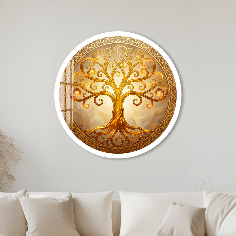 Golden Swirl Celtic Tree with white frame