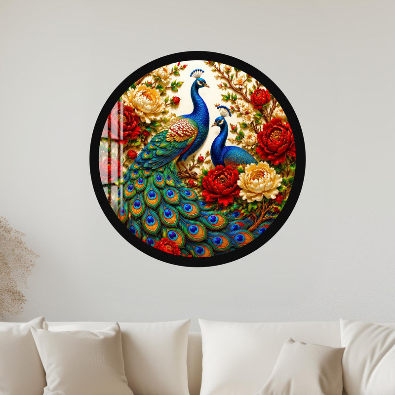 Peacocks In Bloom with black frame