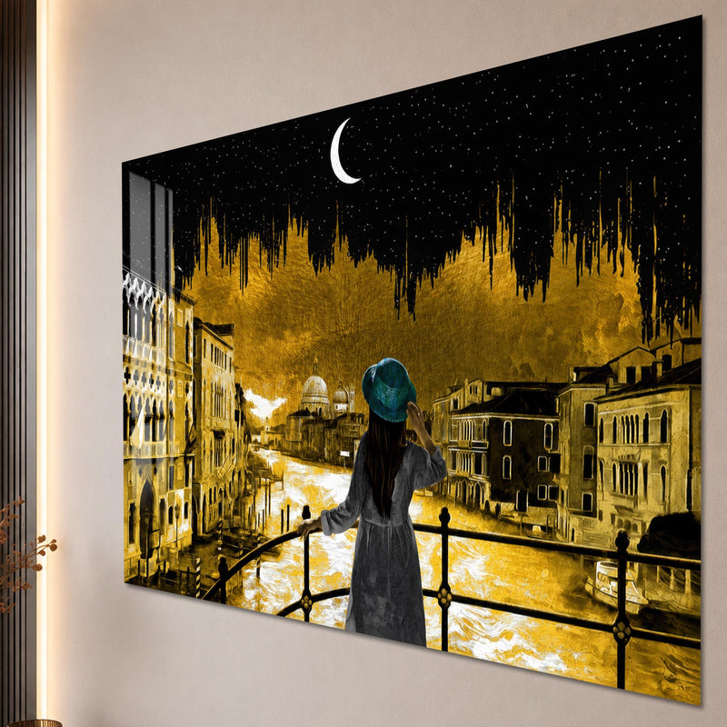 Artronauts Glass Print Venice Under Moonlight Glass Wall Art