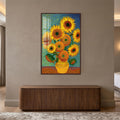 Radiant Sunflower Bouquet with walnut frame