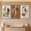 Earthtone Geometric Harmony with walnut frame