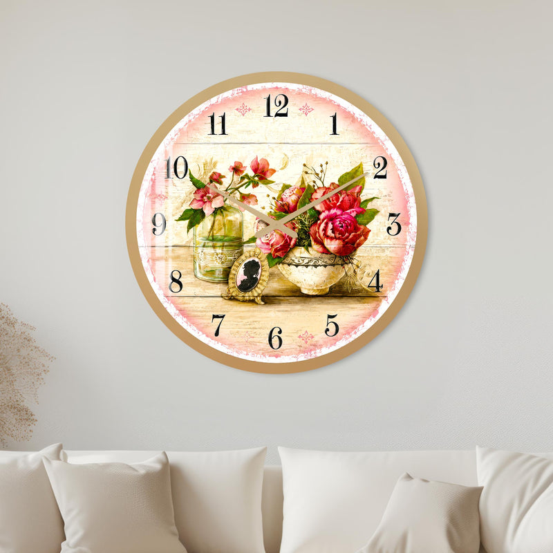 Vintage Rose Bouquet with gold frame