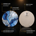 Sapphire Marble Flow — tempered glass, ultra HD print, ready to hang
