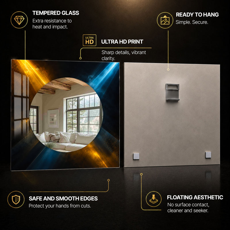 Radiant Duality — tempered glass, ultra HD print, ready to hang