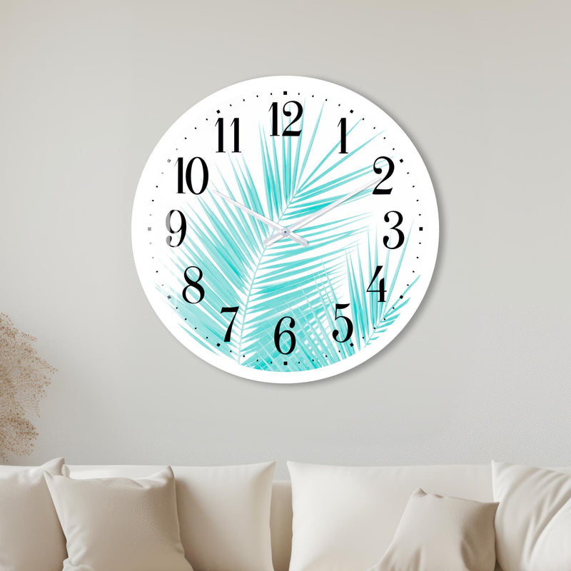 Aqua Palm Leaves with white frame