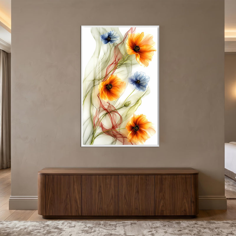 Ethereal Poppy Dance with white frame