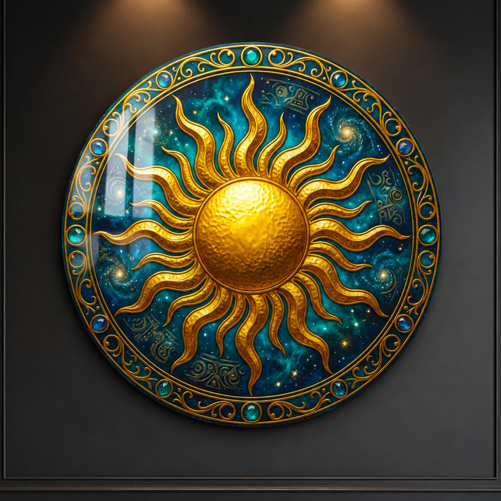 Cosmic Sun Medallion in a modern room