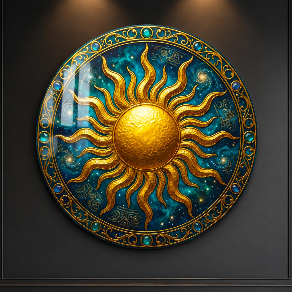 Cosmic Sun Medallion in a modern room