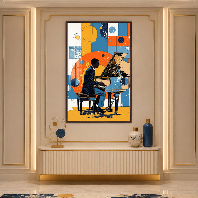 Modern Jazz Pianist with walnut frame