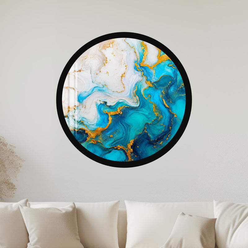 Gilded Turquoise Tides with black frame