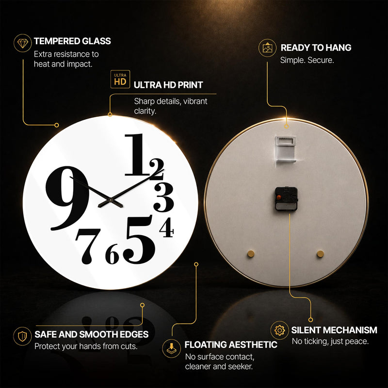 Mismatched Number Dial — tempered glass, ultra HD print, ready to hang