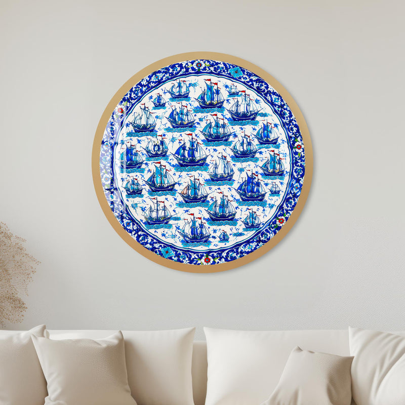 Ottoman Sailing Fleet with gold frame