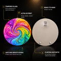 Rainbow Paisley Vortex — tempered glass, ultra HD print, ready to hang