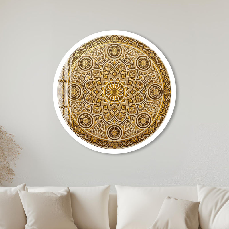 Golden Ivory Mandala with white frame
