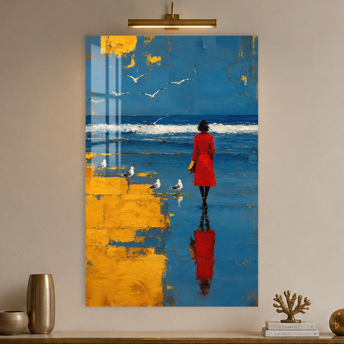 Red Coat By The Sea in a modern room