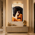 Woman Beside Black Horse with silver frame