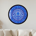 Cobalt Floral Medallion with black frame