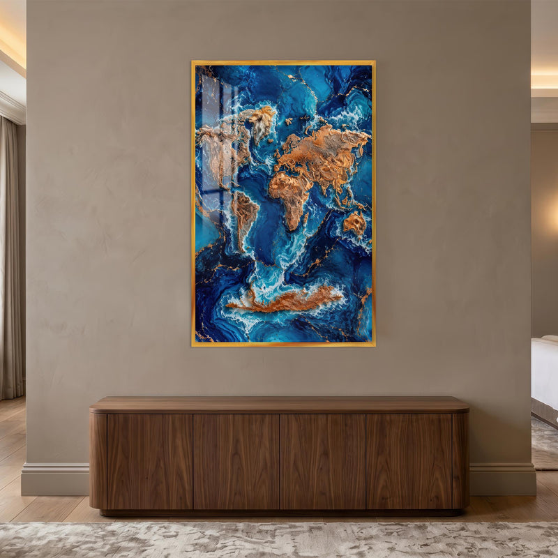 Gilded Ocean World with gold frame