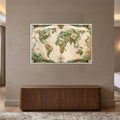 Botanical World Map with white frame