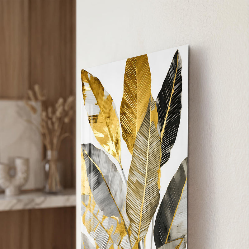 Gilded Tropical Leaves close-up angled detail