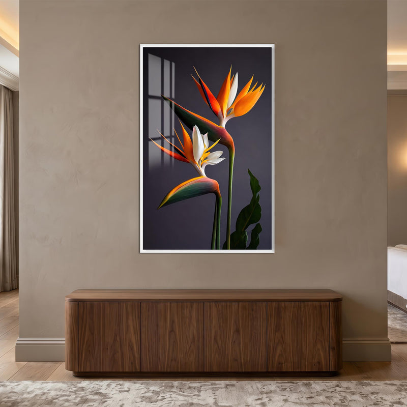 Bird Of Paradise Blooms with white frame