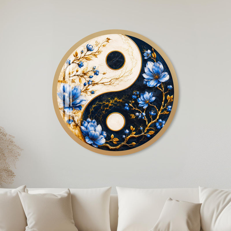 Floral Yin Yang with gold frame