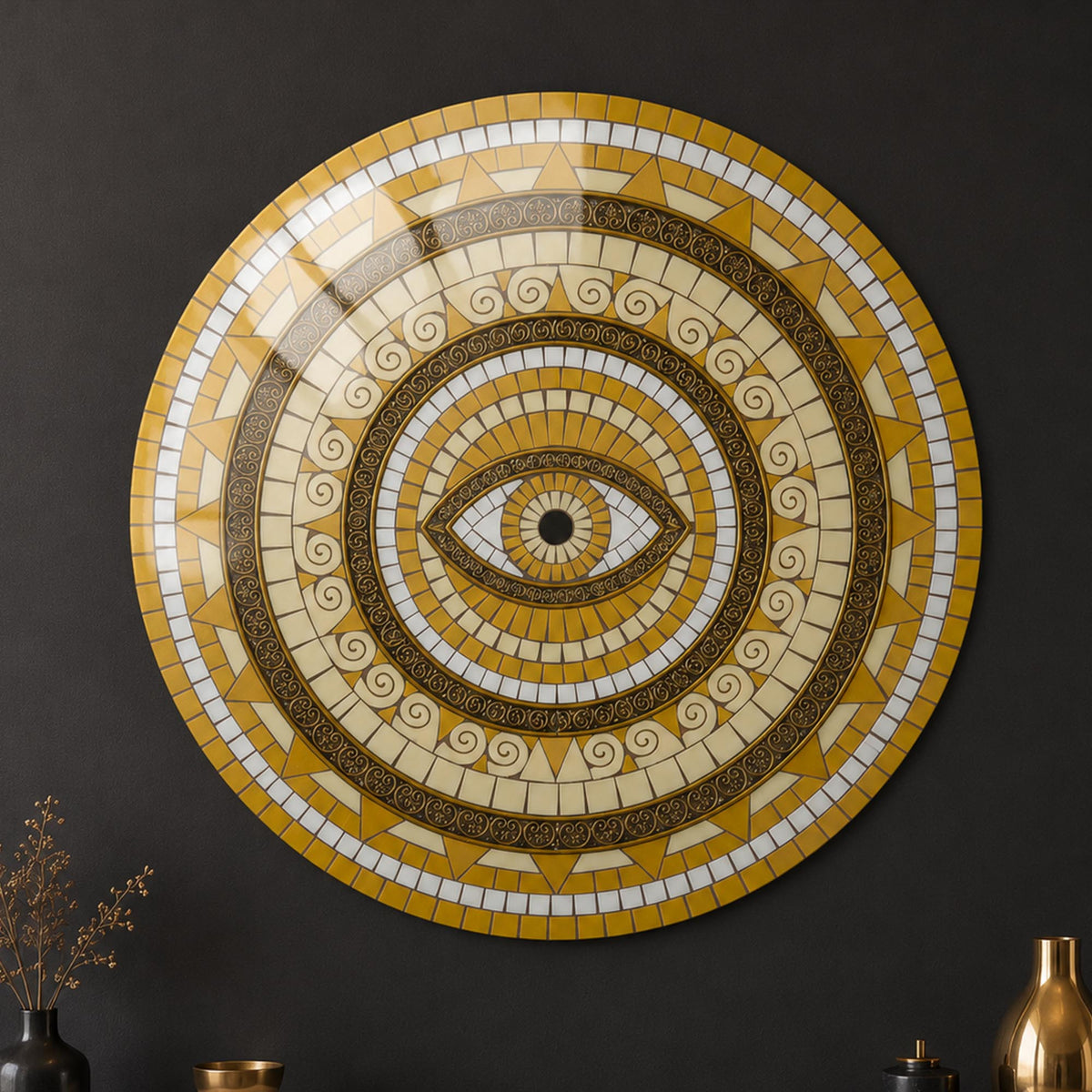 Golden Eye Mandala in a modern room