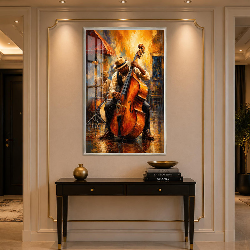 Rainy Night Double Bass with silver frame