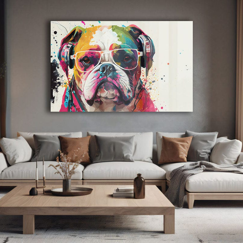 Artronauts Glass Print Coloured Bulldog
