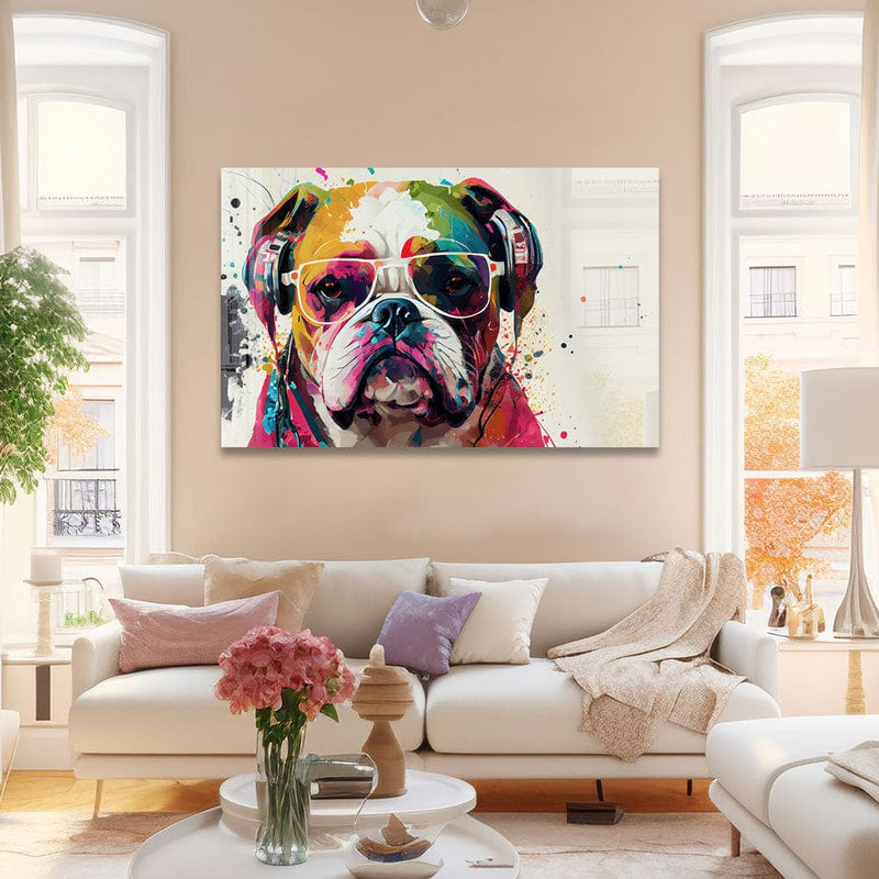 Artronauts Glass Print Coloured Bulldog