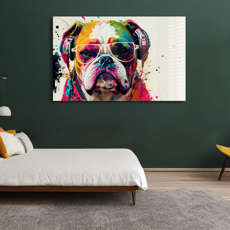 Artronauts Glass Print Coloured Bulldog