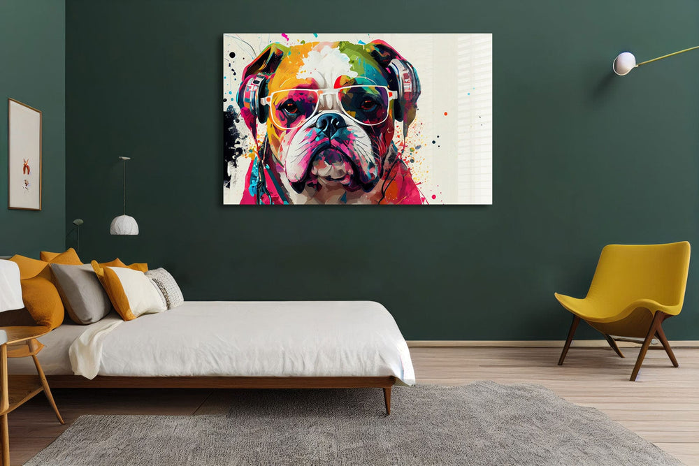 Artronauts Glass Print Coloured Bulldog