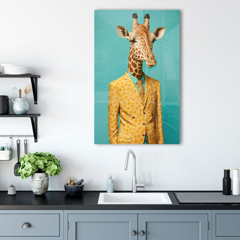 Artronauts Glass Print Cool Giraffe