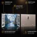 Open Window Fjord — tempered glass, ultra HD print, ready to hang