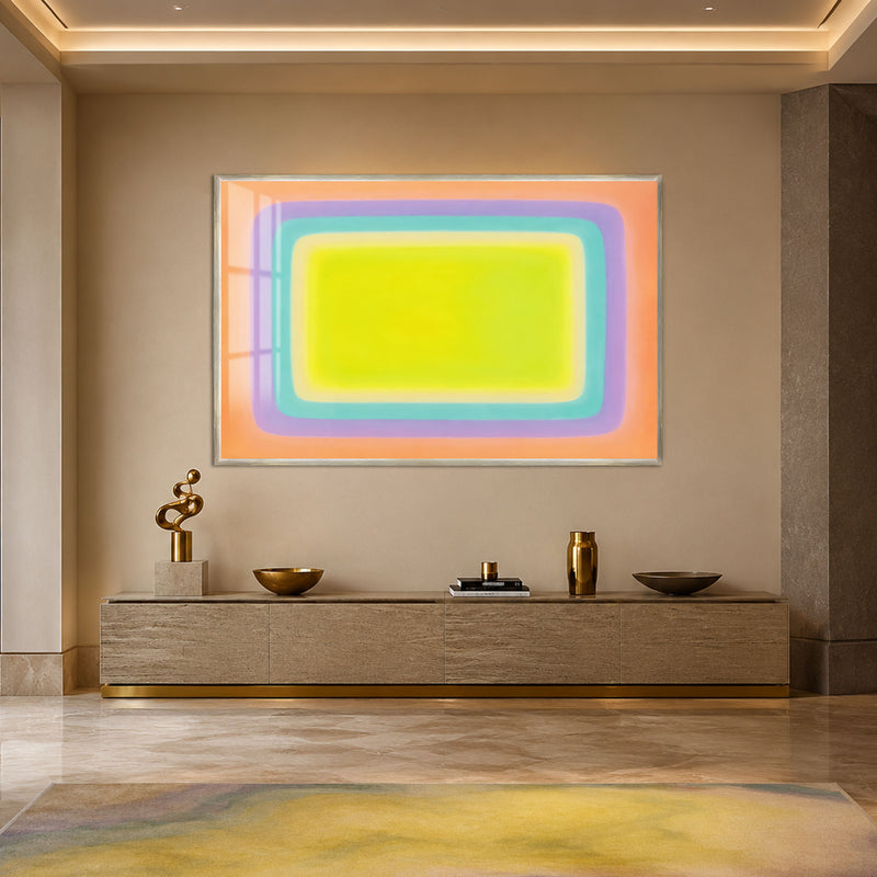 Neon Nested Rectangles with silver frame