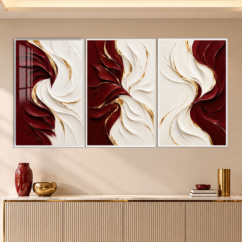 Crimson Ivory Flow with white frame