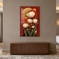 Golden Ivory Blooms with walnut frame