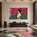 Artronauts Glass Print 18x12 cm | 7.1"x4.7" / White Woman Among Flowers Glass Wall Art