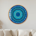 Turquoise Filigree Evil Eye Mandala with gold frame