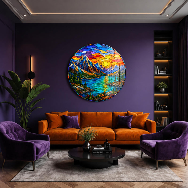 Stained Glass Mountain Sunset lifestyle view