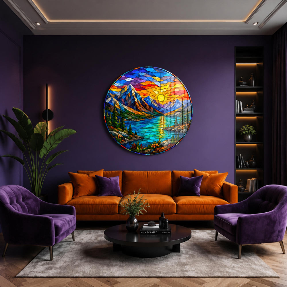 Stained Glass Mountain Sunset lifestyle view