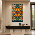 Artronauts Glass Print 12x18 cm | 4.7"x7.1" / Black Emerald Floral Medallion Glass Wall Art