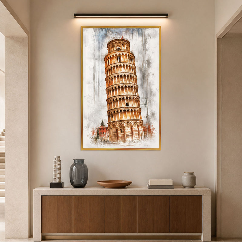 Leaning Tower Of Pisa with gold frame