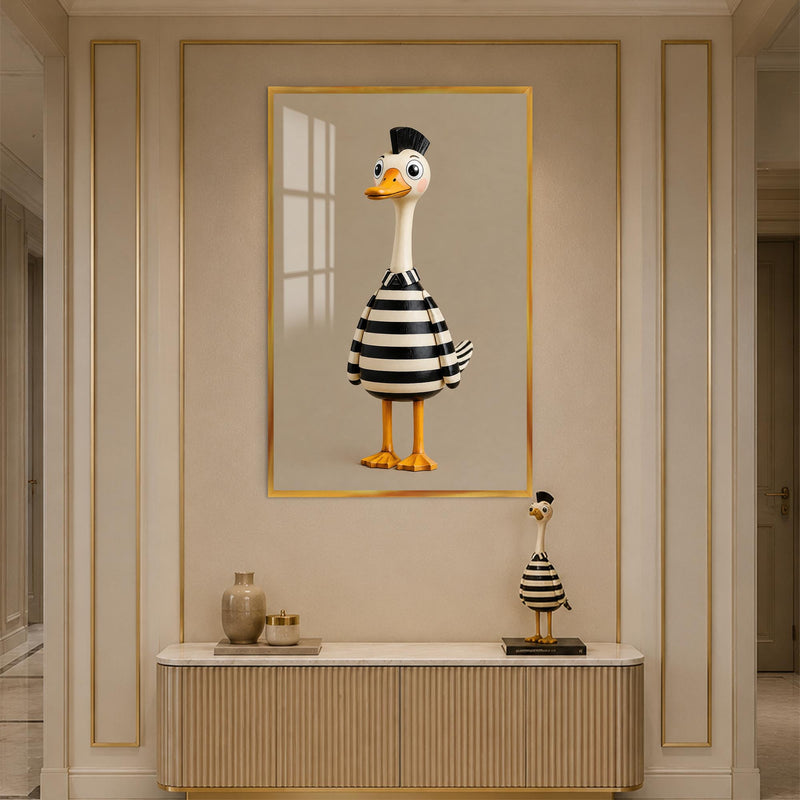 Striped Duck Character with gold frame
