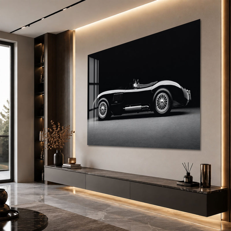 Artronauts Glass Print Classic Black Roadster Glass Wall Art