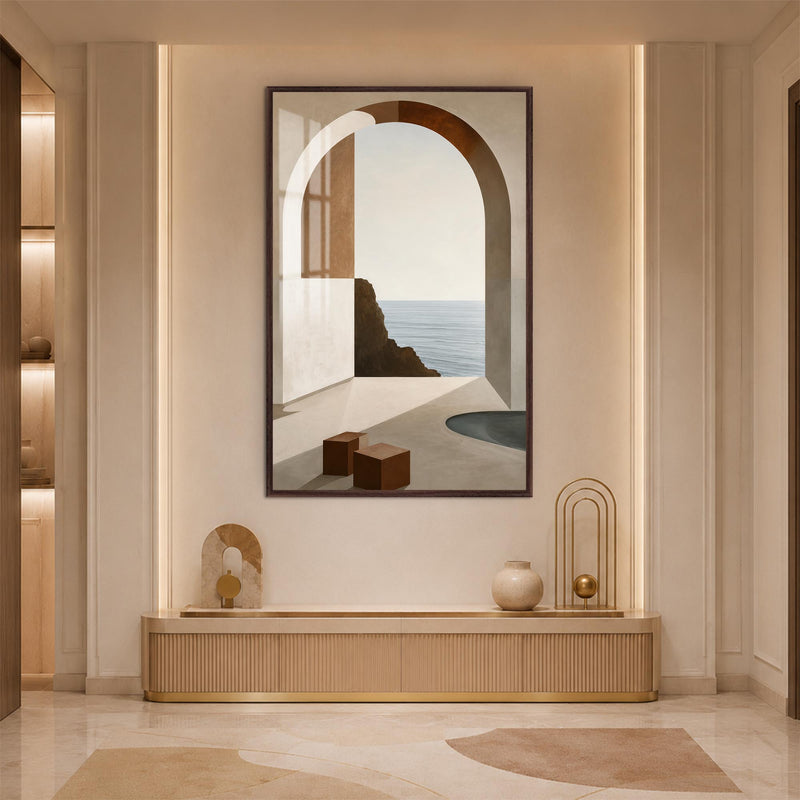 Coastal Arch Retreat with walnut frame