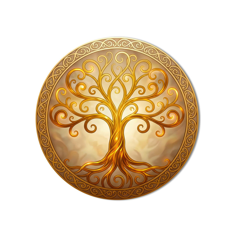 Golden Swirl Celtic Tree product shot on white background