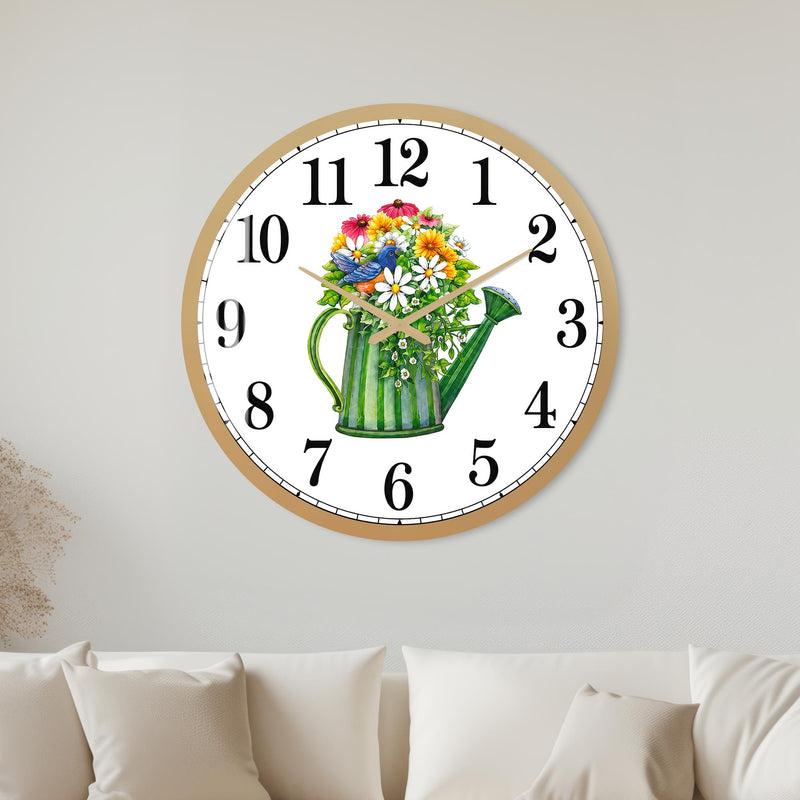 Garden Bird Watering Can with gold frame