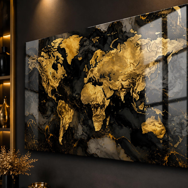 Golden Marble World Map lifestyle view
